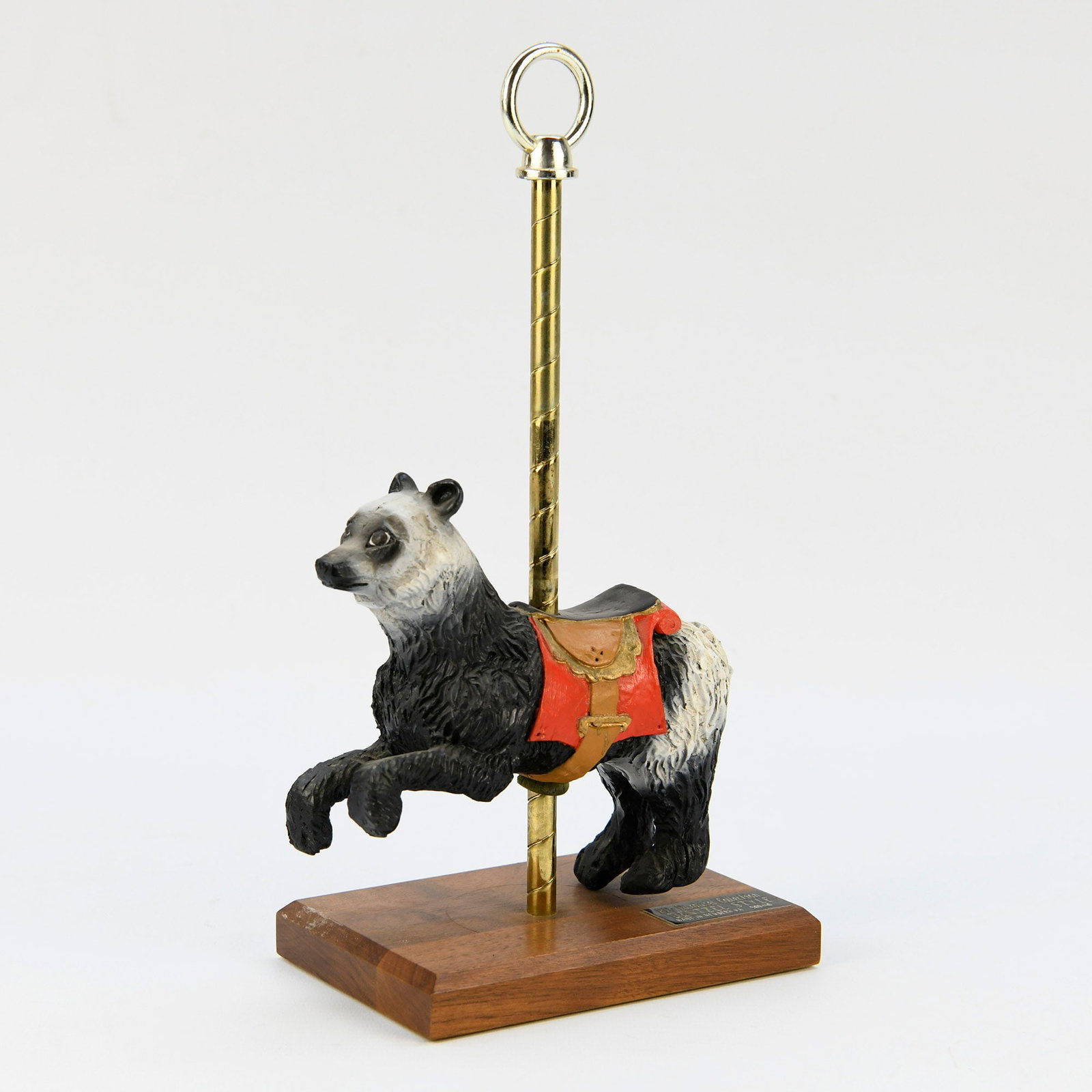 Pj's Carousel Collection Dentzel Style Carousel Bear Figure (1996): A decorative hand-painted carousel bear figure from Pj's Carousel Collection, crafted in the Dentzel Style and produced in 1996, as indicated by the "960416" serial/date stamp on the base, which also 
