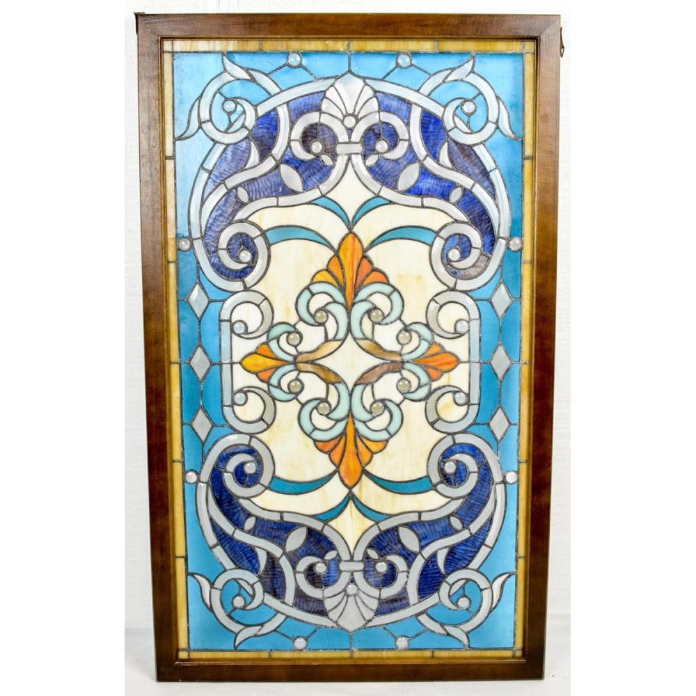 Framed Stained Leaded Glass Window (1 of 4)