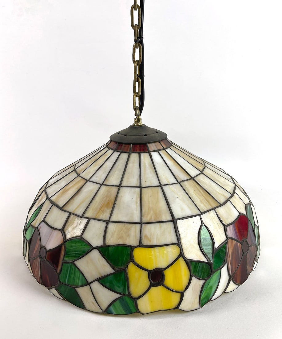 Tiffany Style Hanging Ceiling Lamp with Flower Motif (1 of 4)