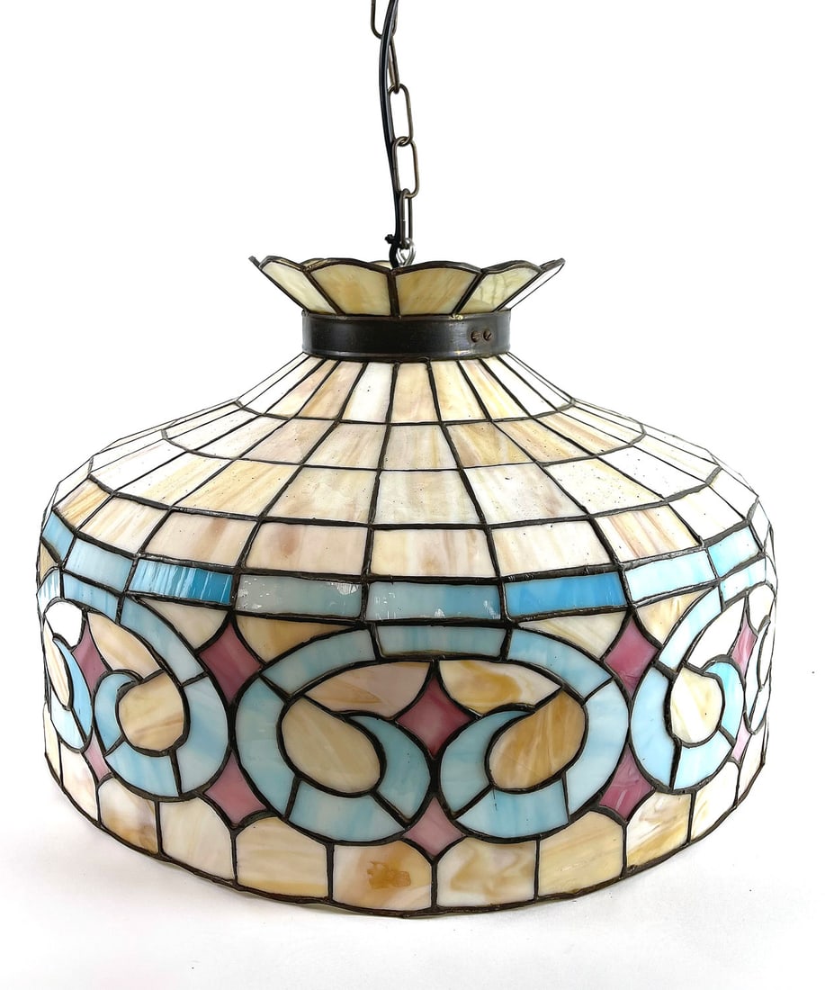 Tiffany Style Hanging Ceiling Lamp with Blue Pattern (1 of 3)