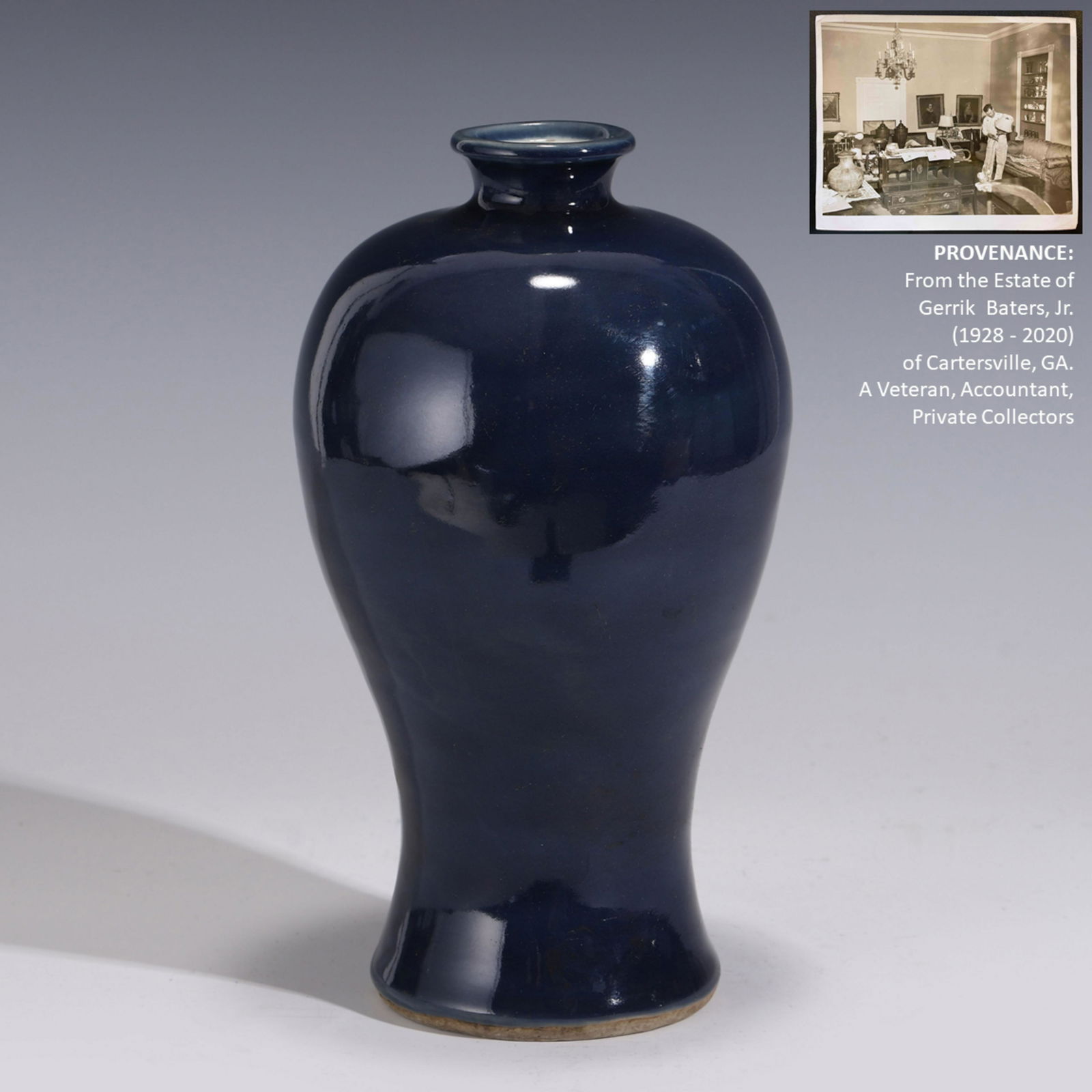 MING BLUE MONOCHROME MEIPING JAR (1 of 9)