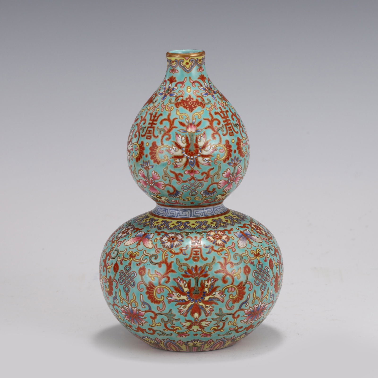 QING FAMILLE ROSE DOUBLE GOURD BOTTLE, JIAQING MARK (1 of 9)