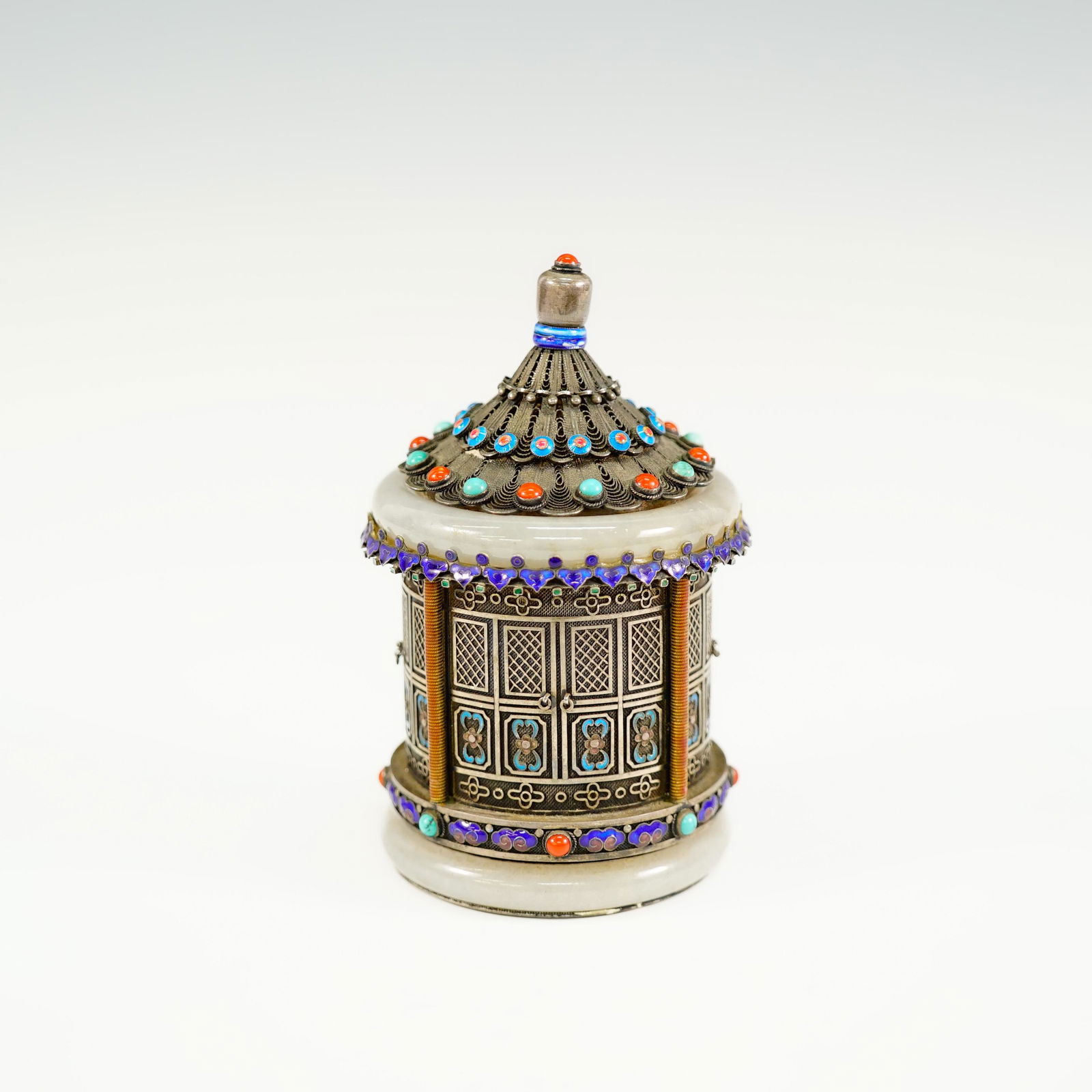 CHINESE GILDED SILVER, FILIGREE AND CHINESE ENAMEL BOX WITH COVER (1 of 9)