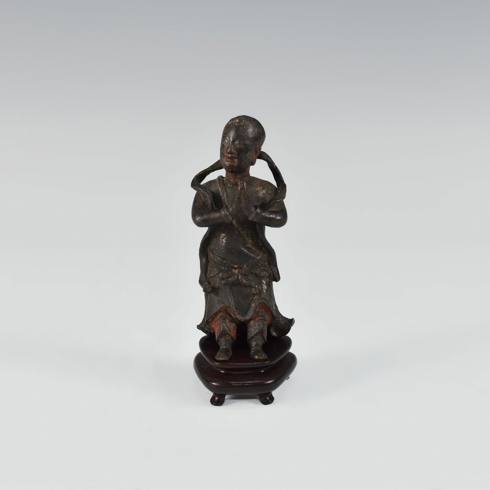 CHINESE MING BRONZE CHILD FIGURINE WITH STAND (1 of 7)
