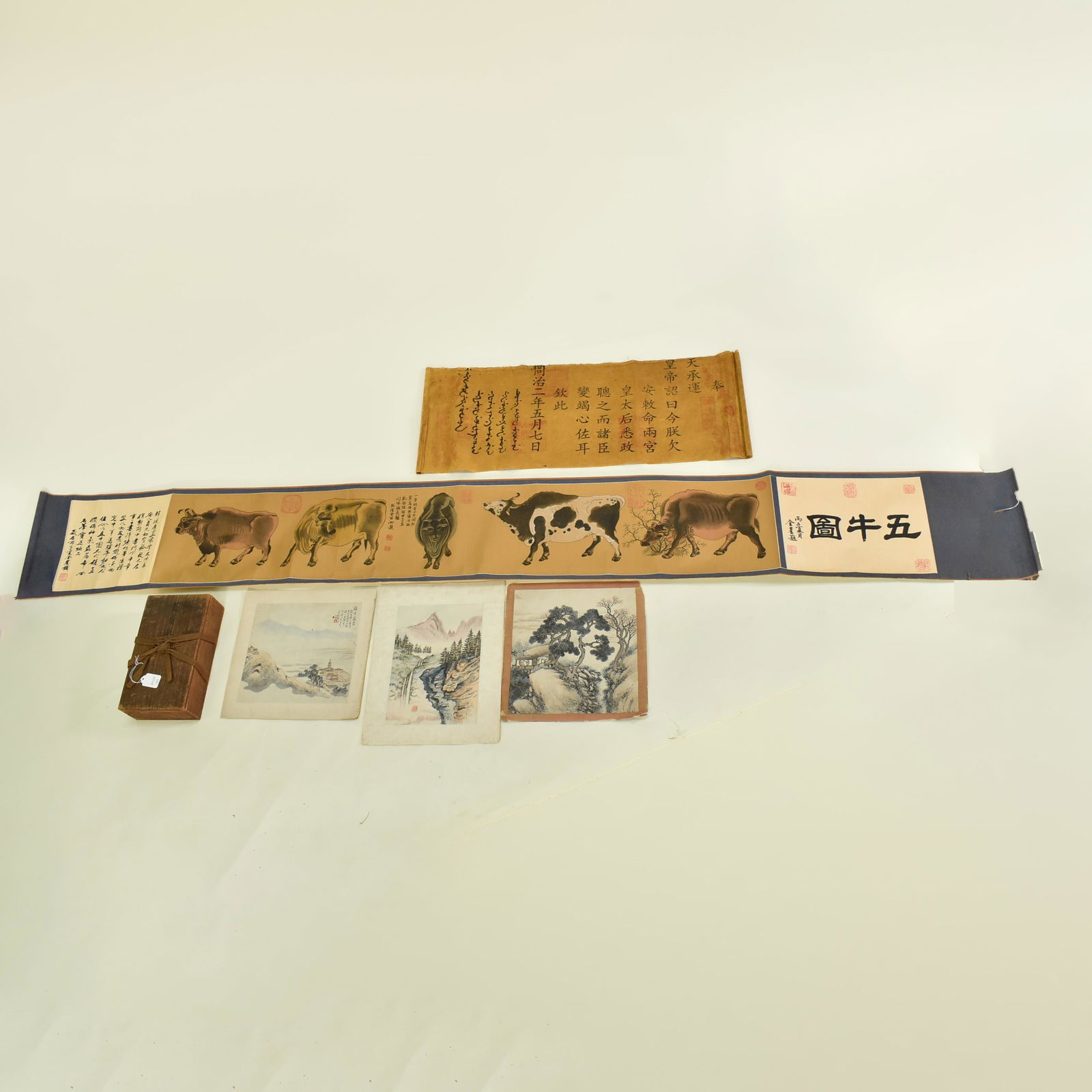 JAPANESE BOX & CHINESE SCROLLS & PAINTINGS 6PCS (1 of 12)