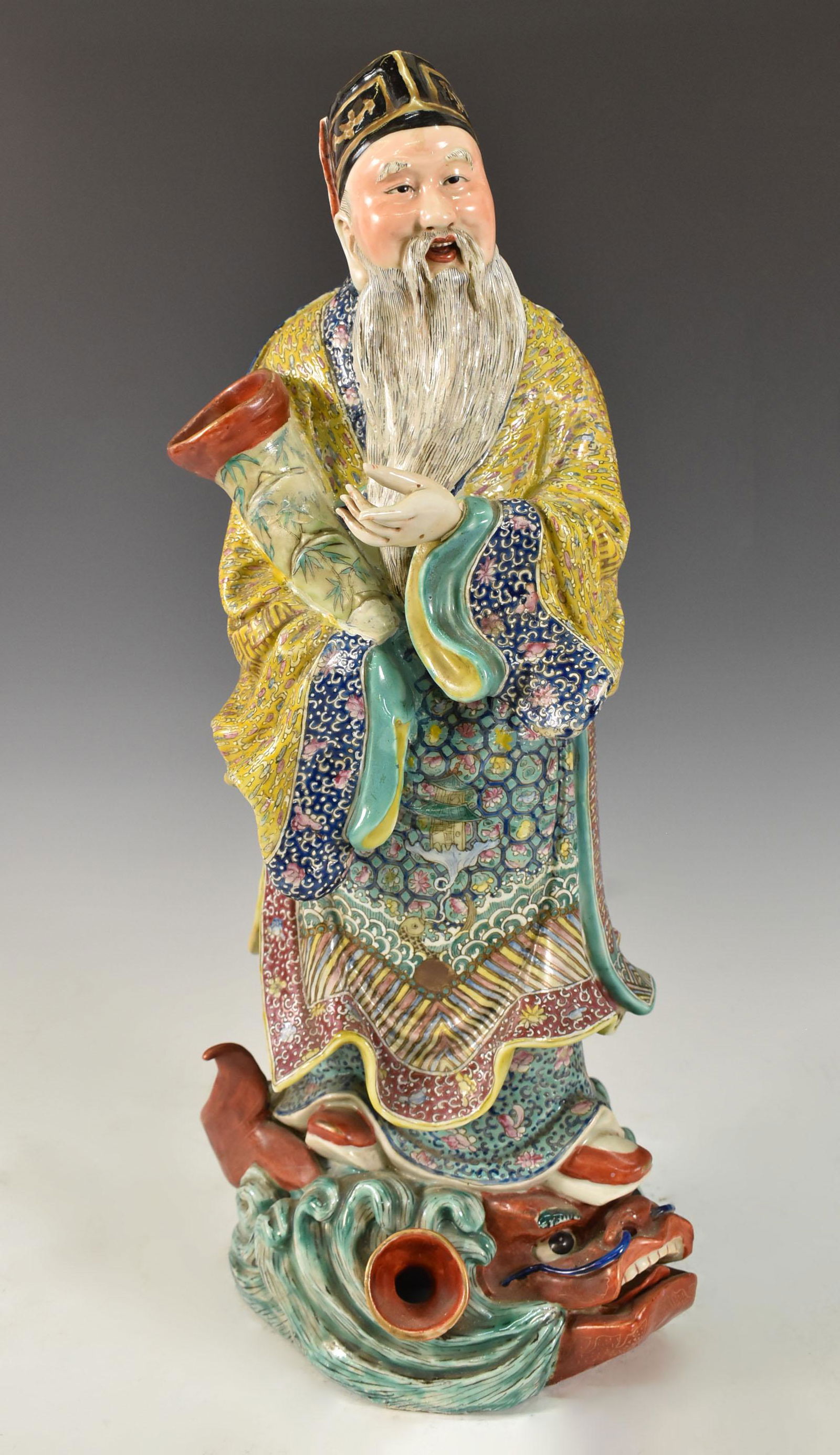 19TH C. CHINESE FAMILLE ROSE "LONGEVITY" STATUE (1 of 13)
