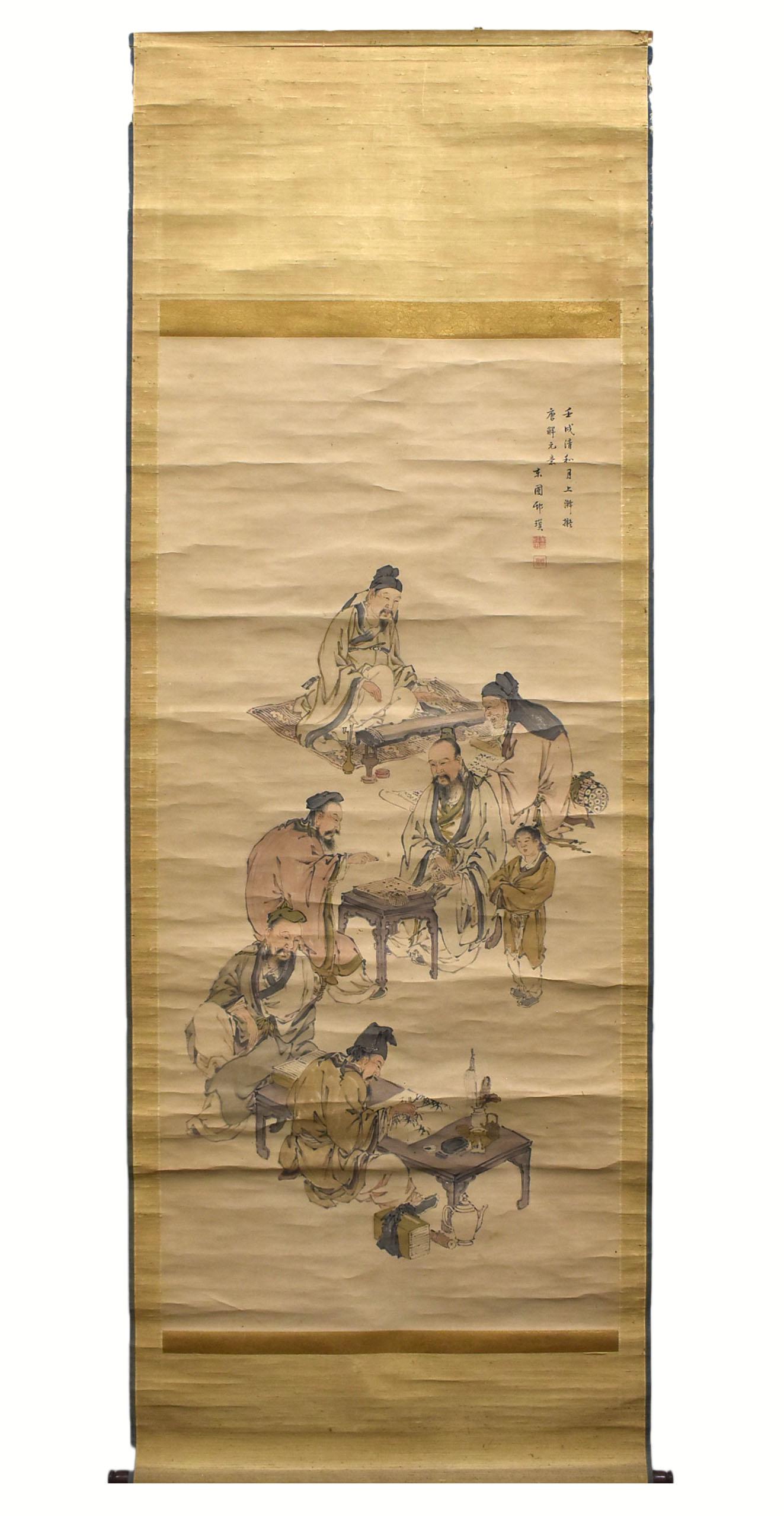 CHINESE ANTIQUE CHARACTERS PAINTING SCROLL (1 of 8)