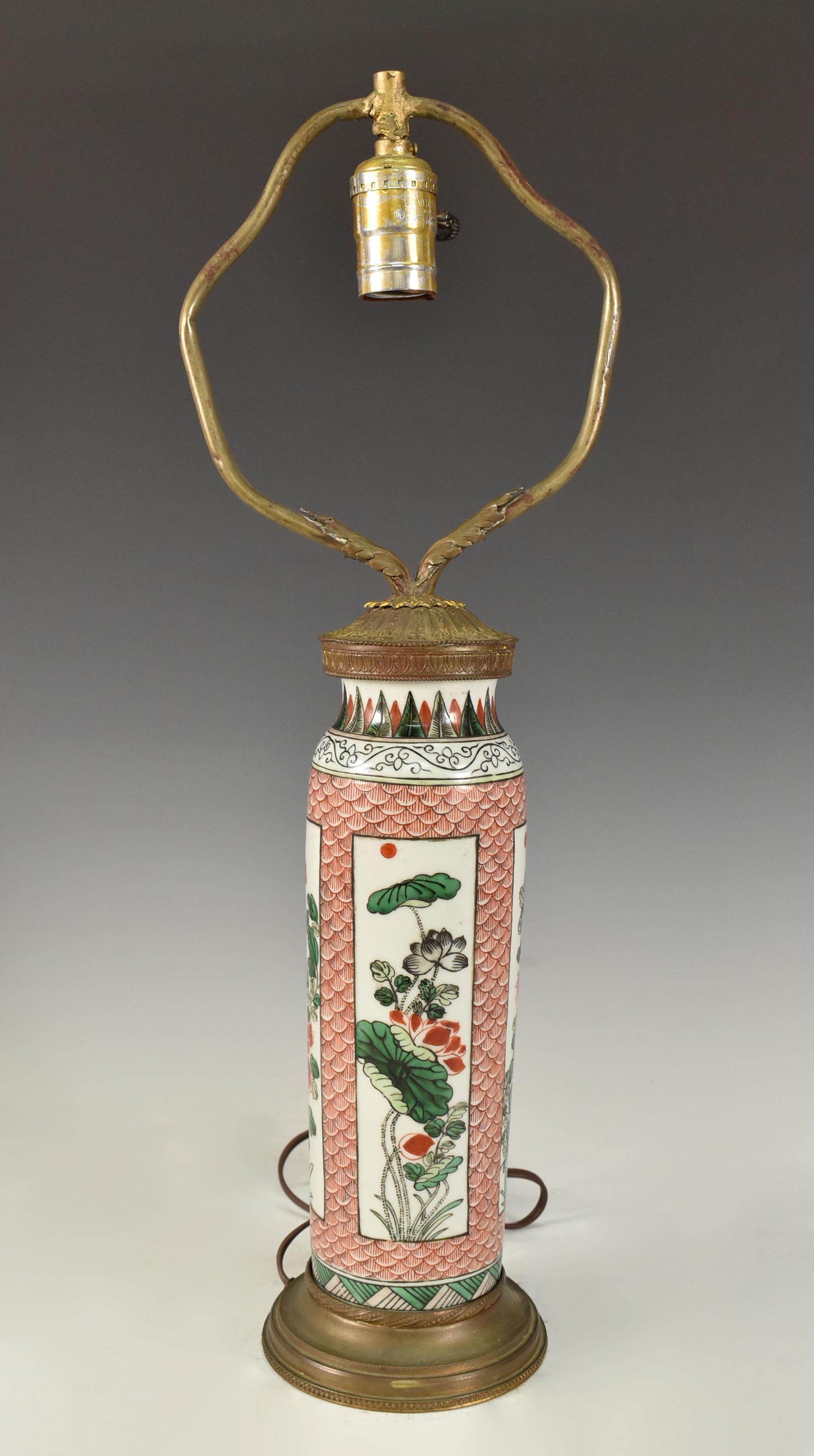 19TH C. CHINESE WUCAI FLORAL PORCELAIN LAMP (1 of 9)