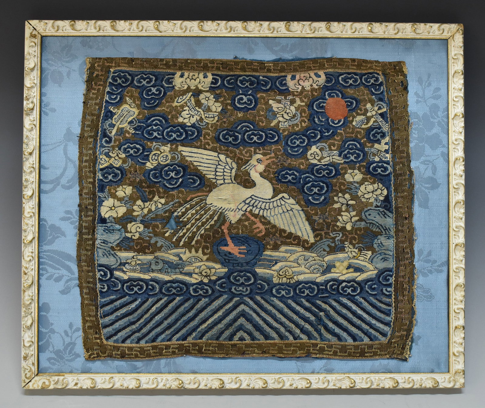 CHINESE QING KESHI EMBROIDERY: Dimensions: L 11 1/2" W 10 1/2" CHINESE QING KESHI EMBROIDERY