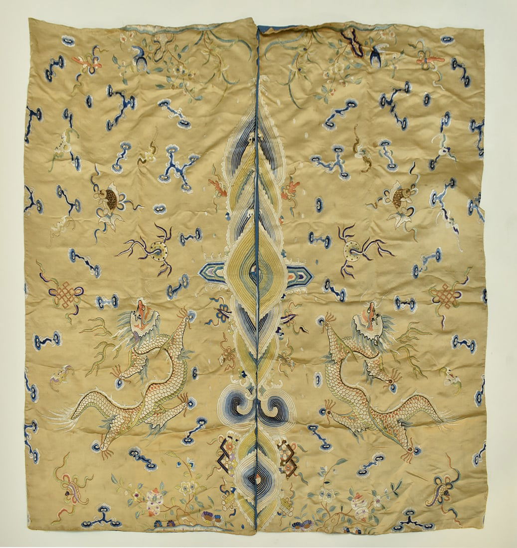 19TH C. PAIR OF CHINESE DRAGON EMBROIDERY (1 of 7)
