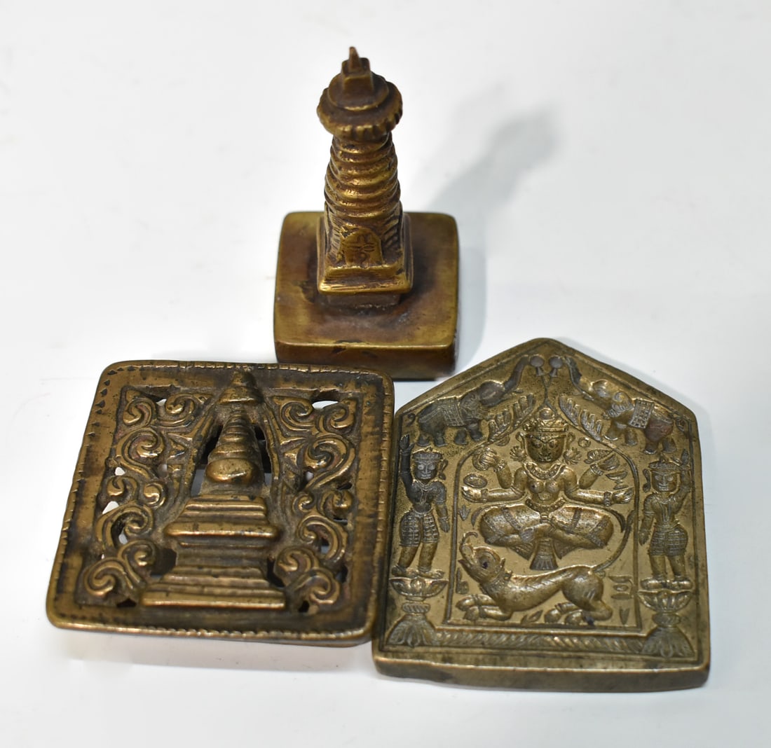THREE PIECES TIBETAN BRONZE WARE (1 of 9)
