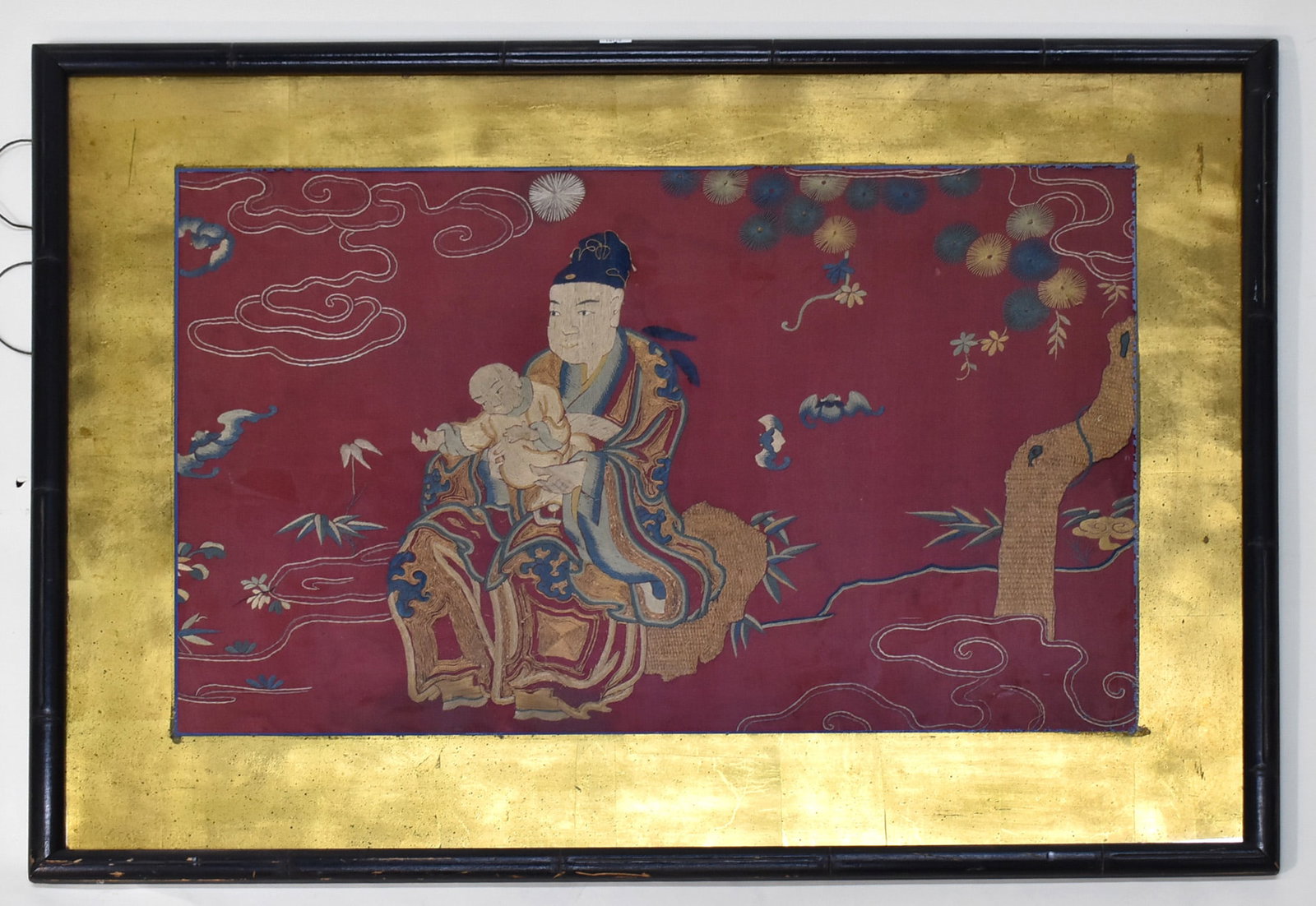 CHINESE FRAMED LONGEVITY CHILDREN EMBROIDERY: Dimensions: L 33" W 26" CHINESE FRAMED LONGEVITY CHILDREN EMBROIDERY
