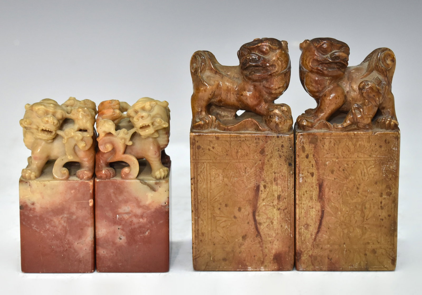 FOUR CHINESE SOAP STONE SEALS (1 of 12)