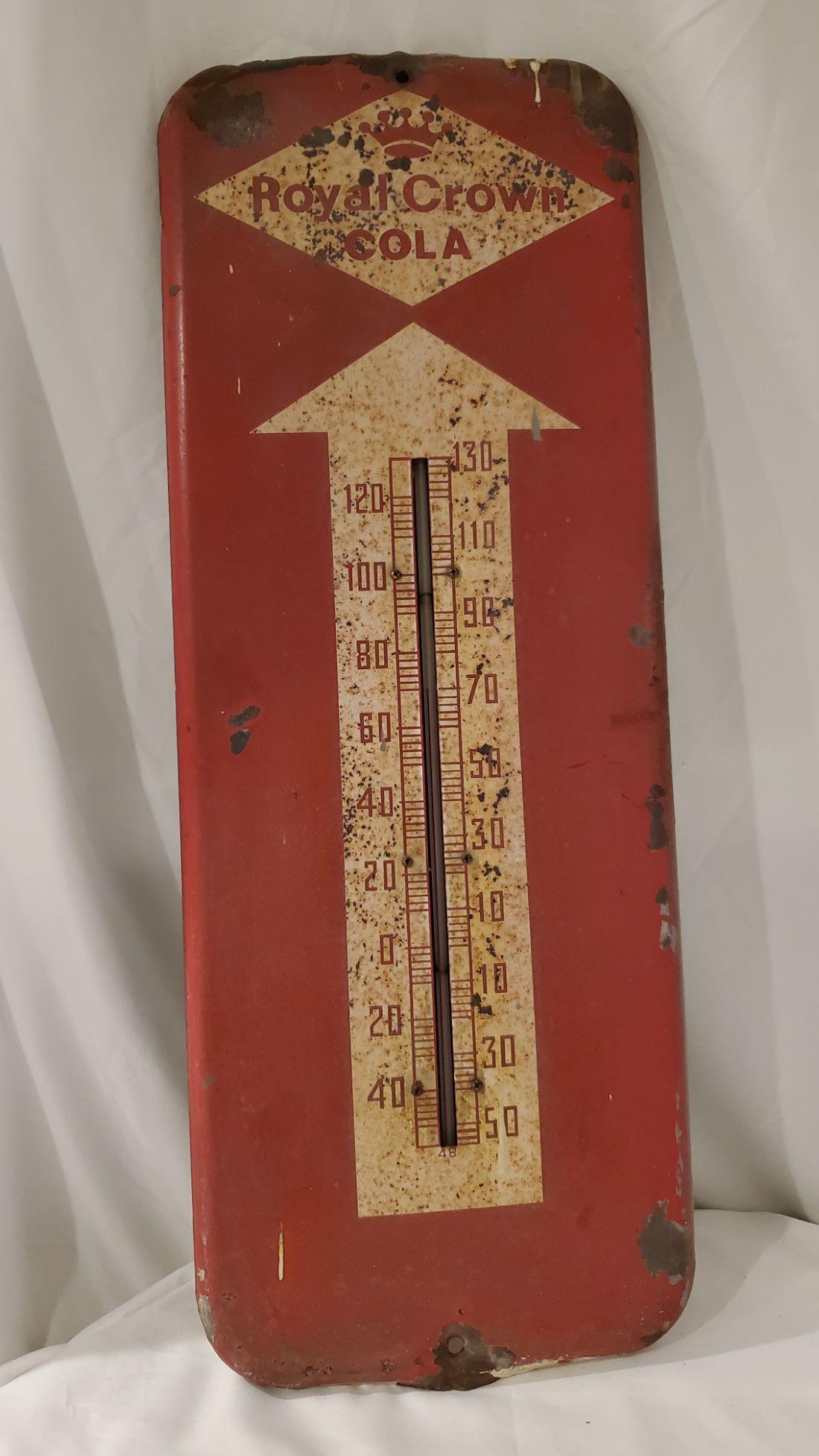 Antique Royal Crown Advertising Thermometer: Antique Royal Crown Advertising Thermometer. The thermometer has some age to it but all in all a great piece from a good collecting period in there history.