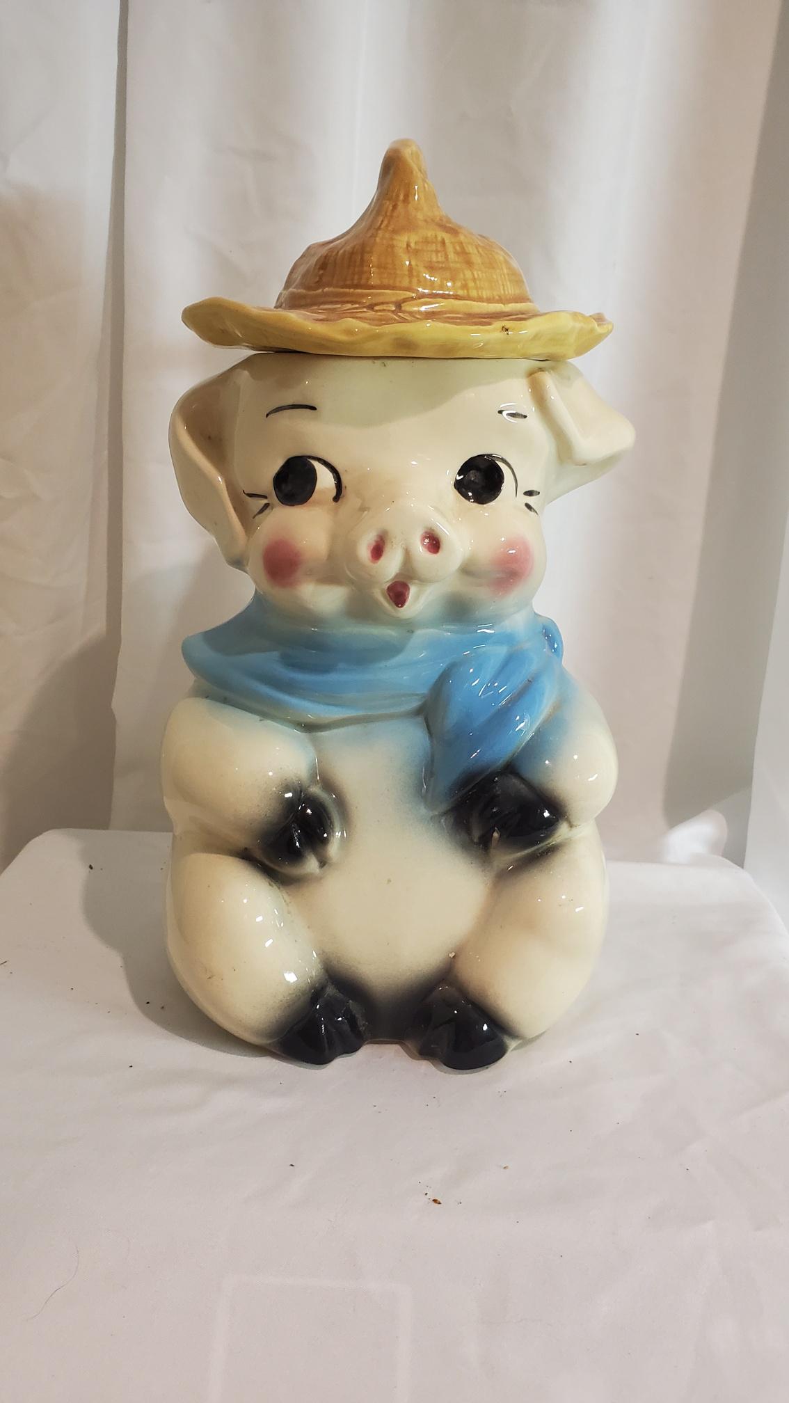Vintage Farmer Pig Cookie Jar (1 of 10)