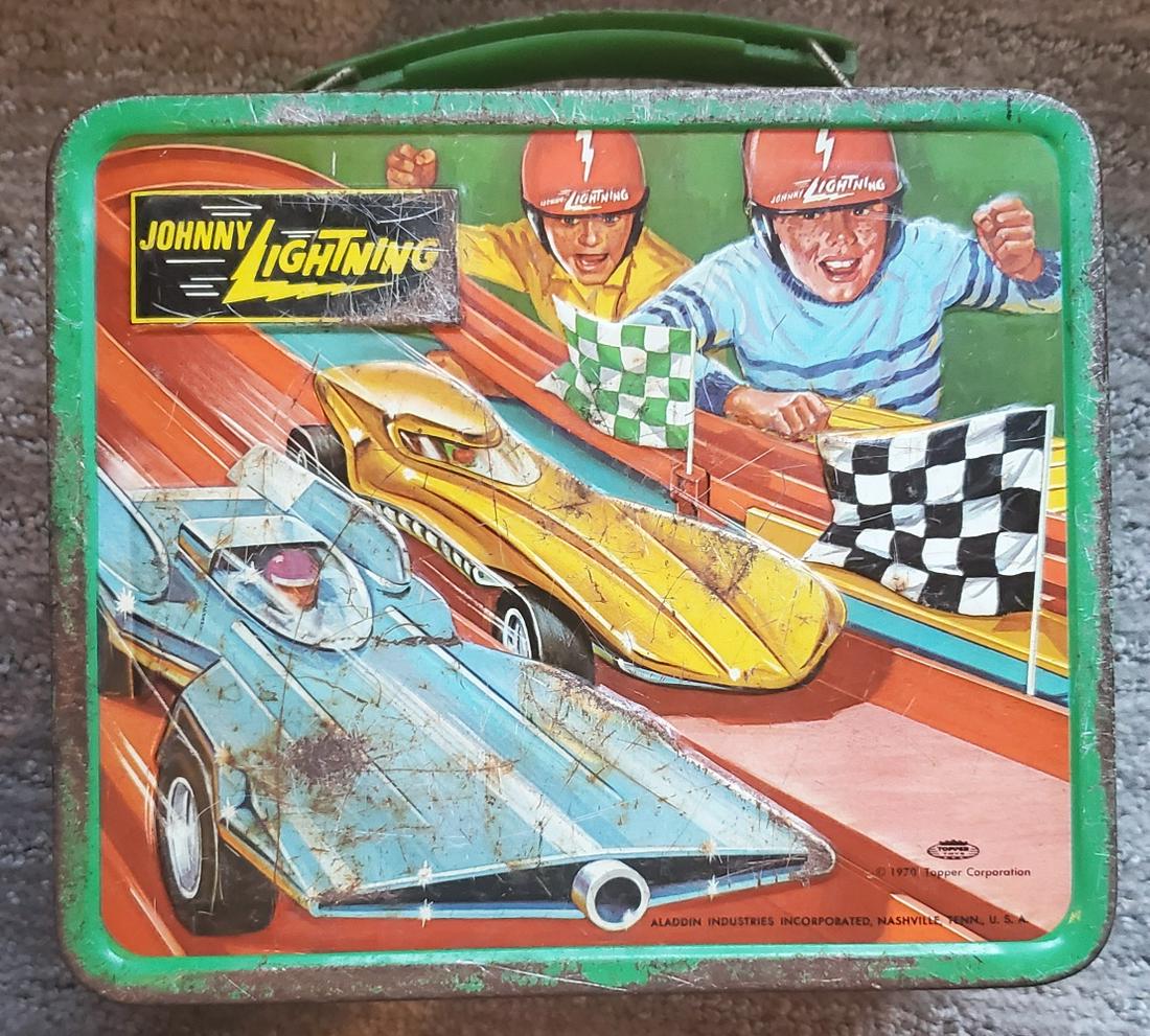 Rare Aladdin Jonny Lightning Lunch Box: Little condition issues for age i.e. a little rust but the box is in great shape with awesome colors. Please ask questions and as always refer to photo for condition.