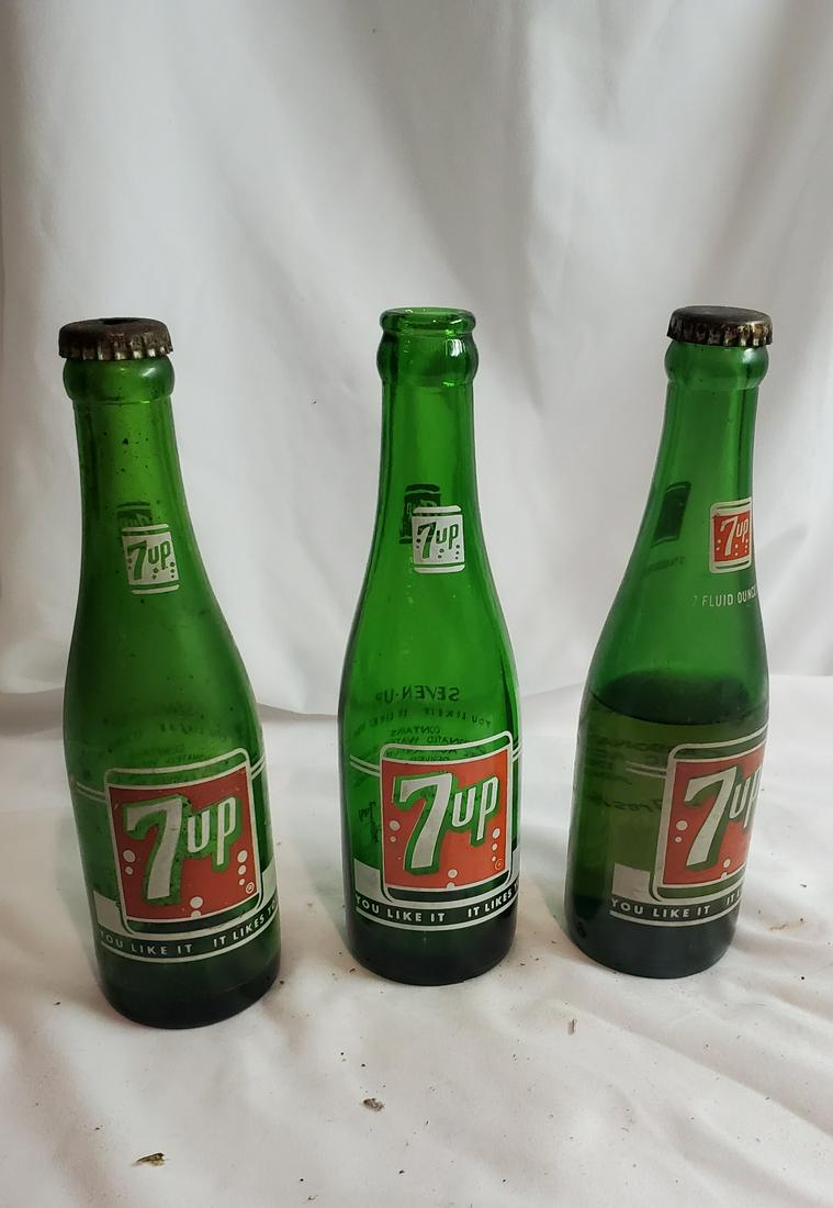 Lot of Three 7-UP bottles (1 of 3)