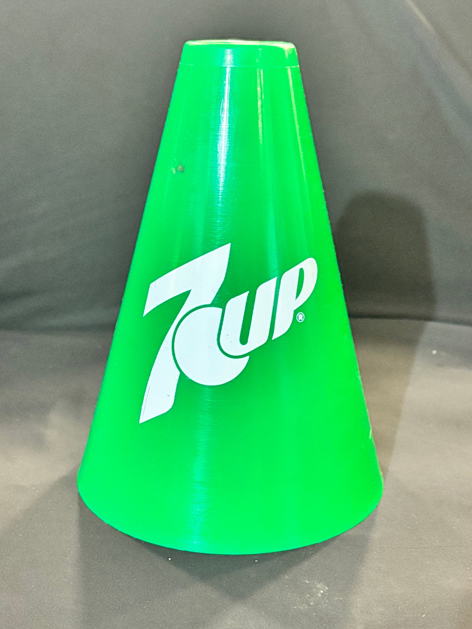 Vintage 7UP Advertising Toy Barker Megaphone: Approx 13 inches. Average condition for age.