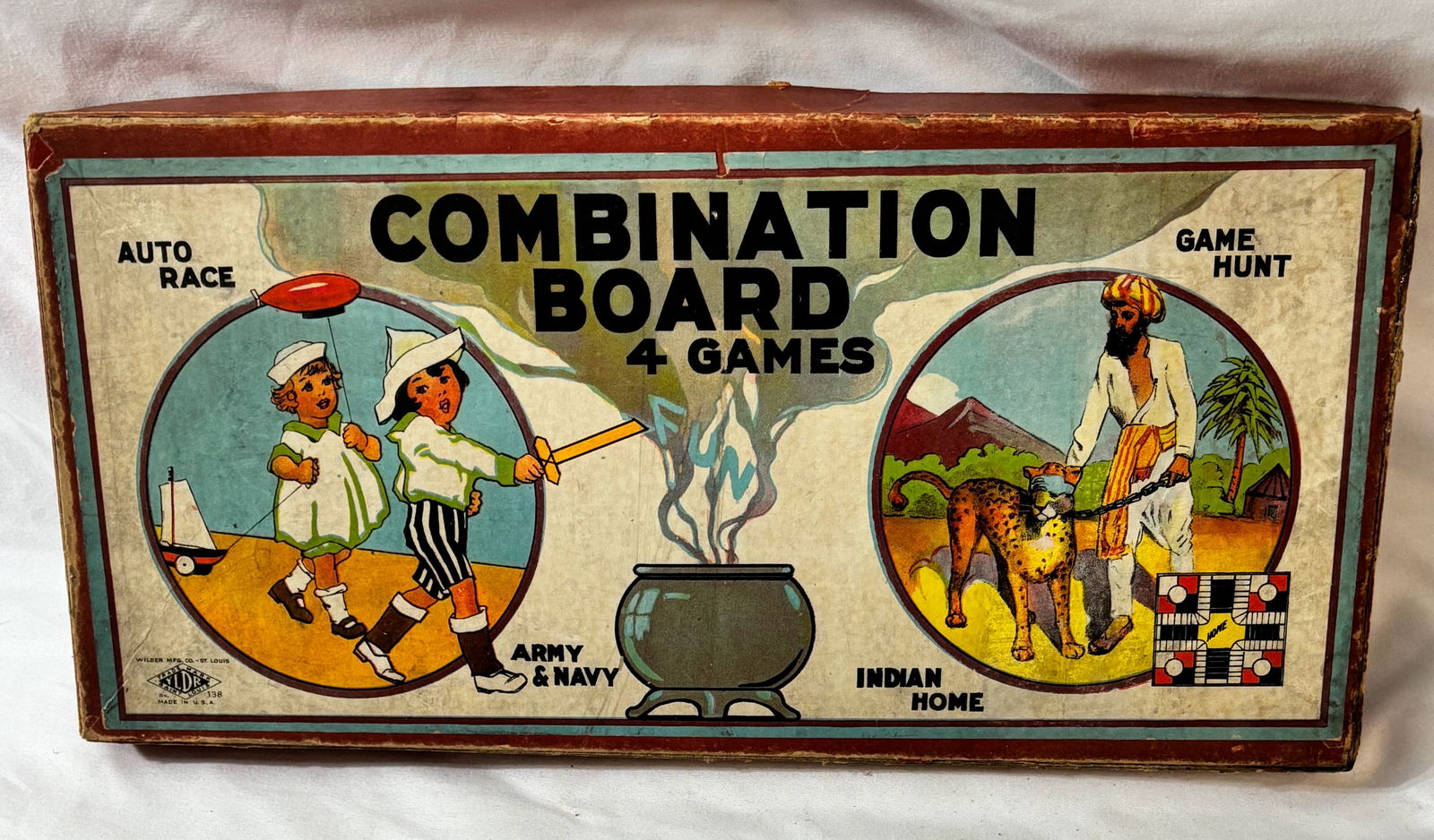 Vintage Combination Board Game: Pieces unverified. Box in excellent condition.