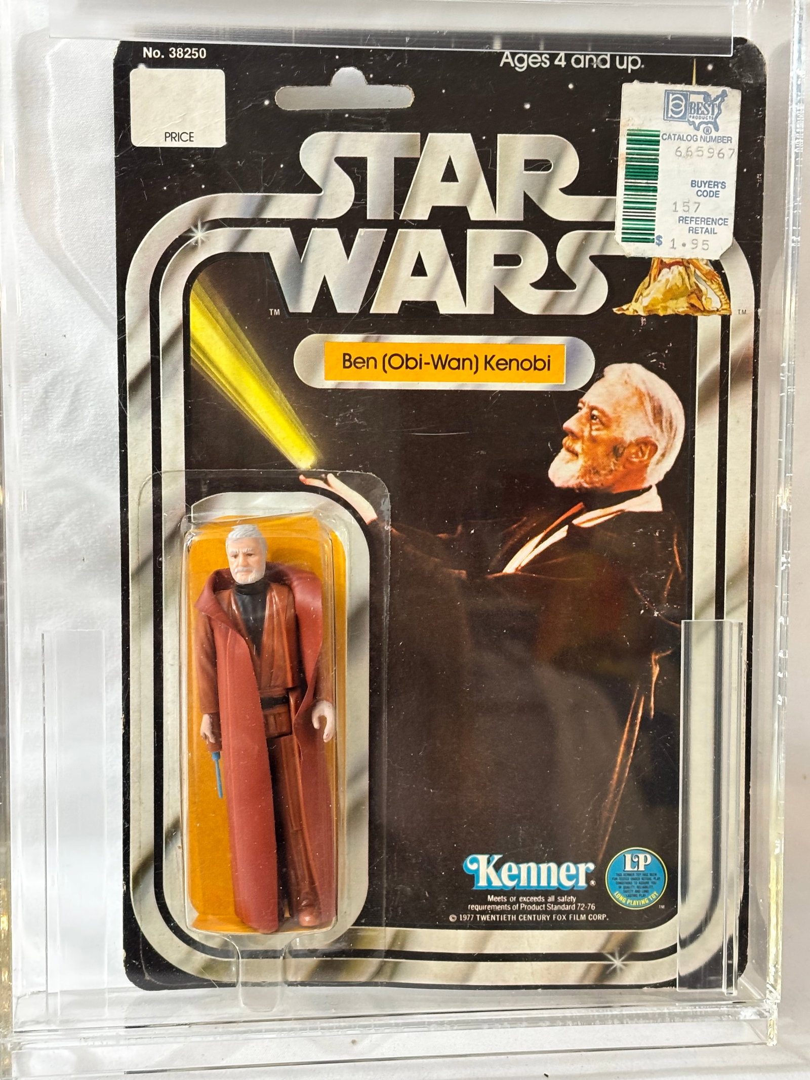 1977 Series A Star Wars Obi Won Kenobi on Original Card: Outstanding Condition. See photos. In hard acryllic case. Bubble firmly sealed. Corner and edges in excellent condition.