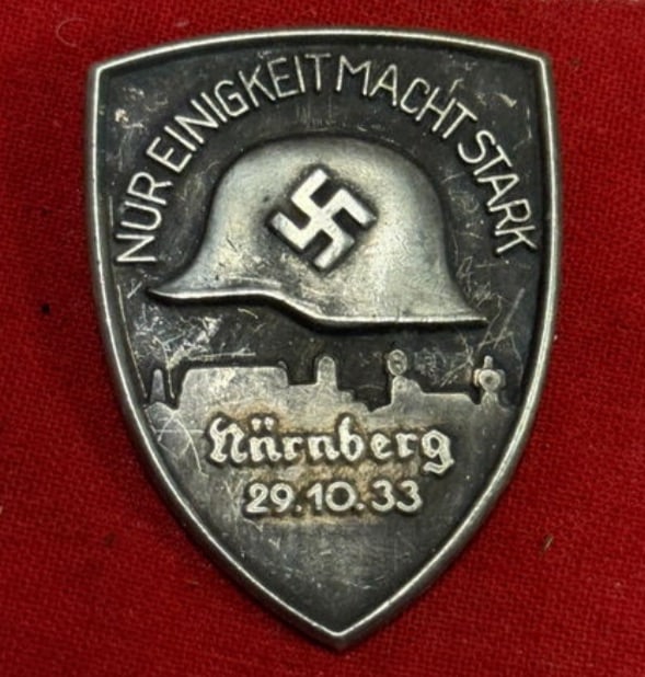 1933 German Nur Einigkeit Macht Stark Uniform Pin: Excellent Condition. See photos