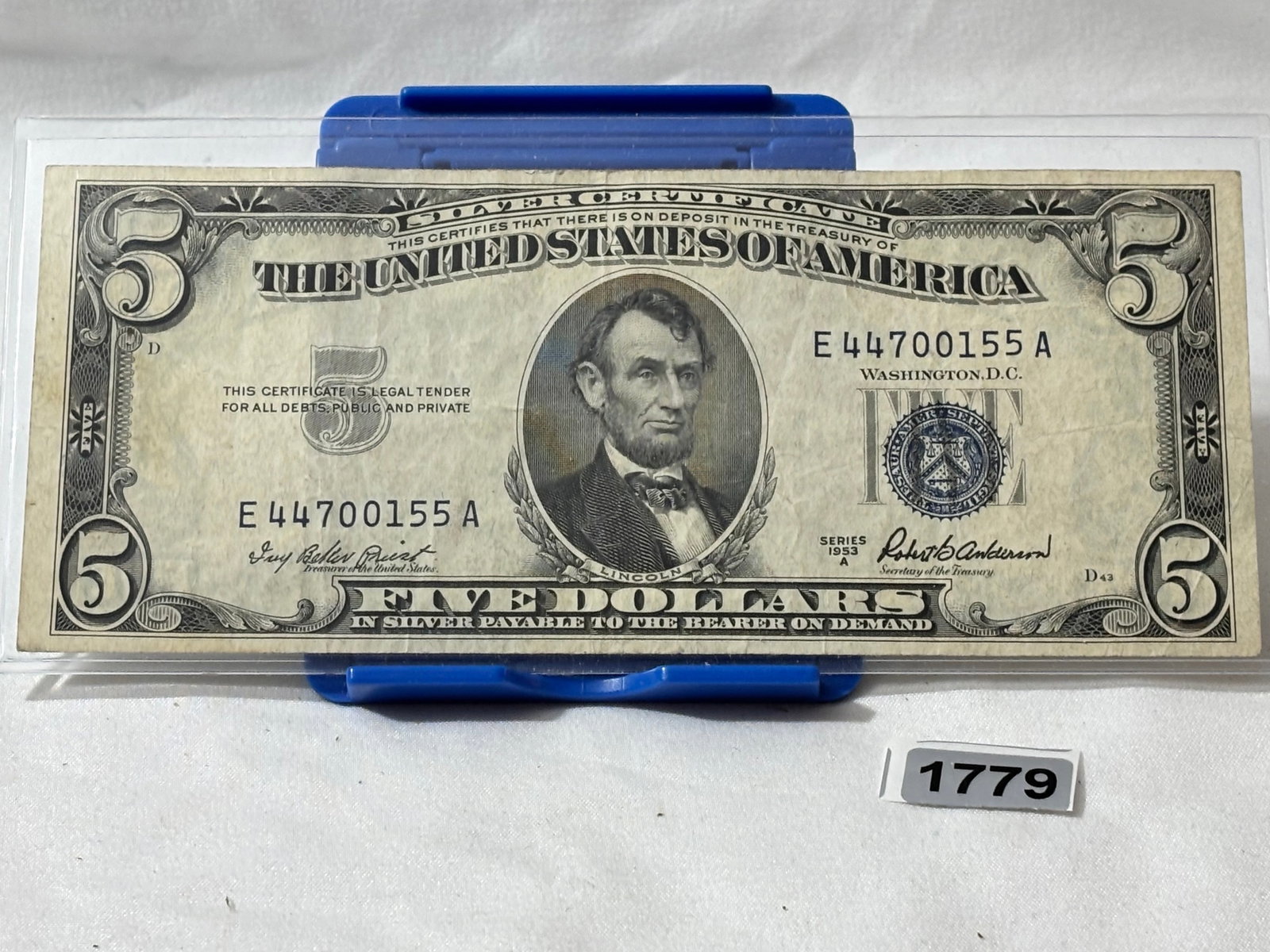 1953A Five Dollar Bill - Blue Seal: See photos