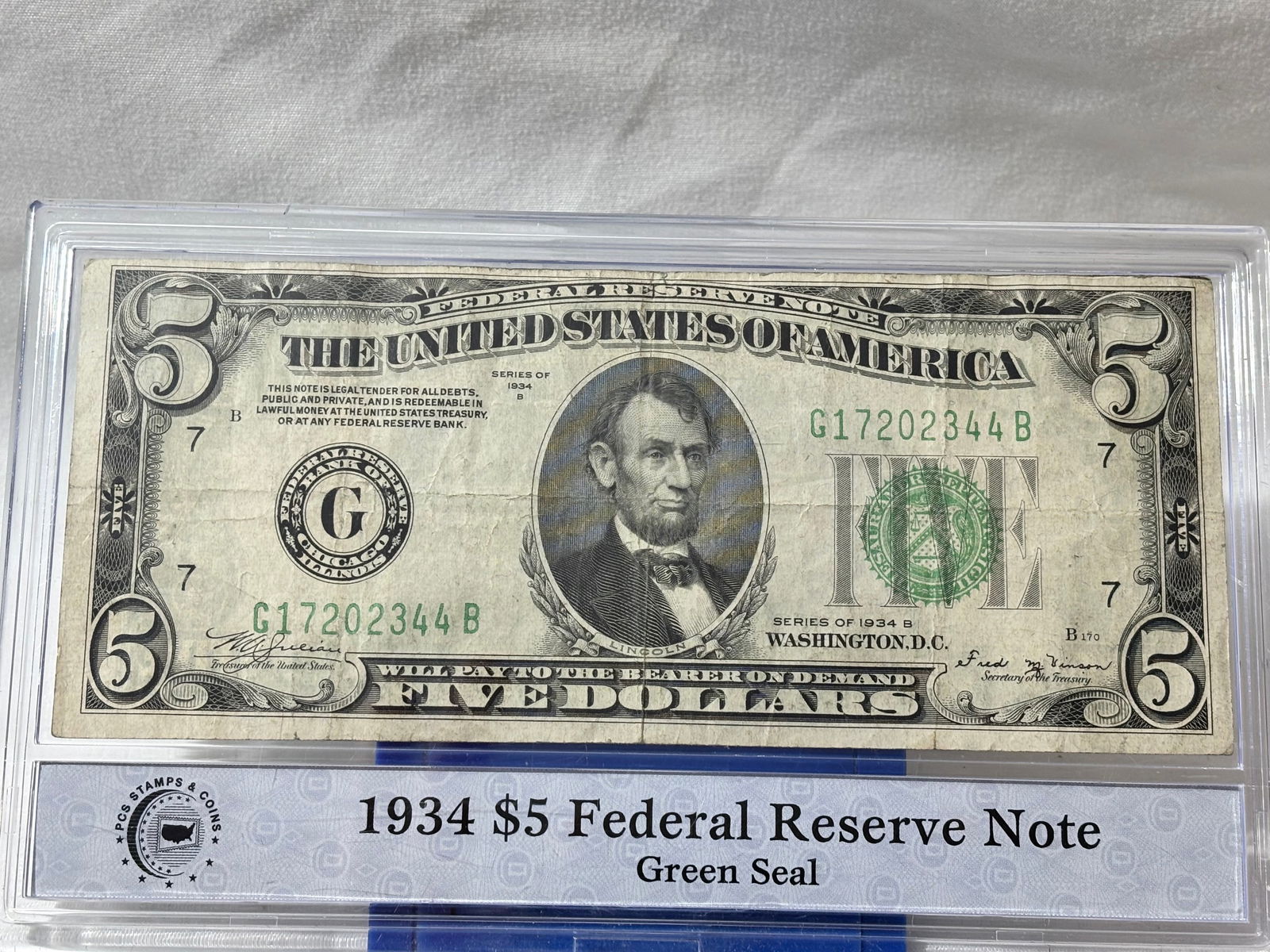 1934 Five Dollar Bill Encased (1 of 3)