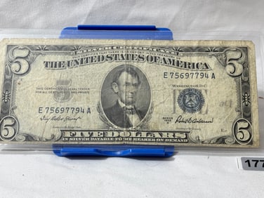 1953A Five Dollar Bill - Blue Seal