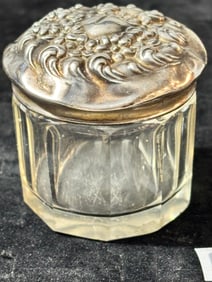 Small Glass Container with Sterling Silver Top