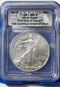 One Troy Ounce 2010 Silver Eagle - 1st Day Issue