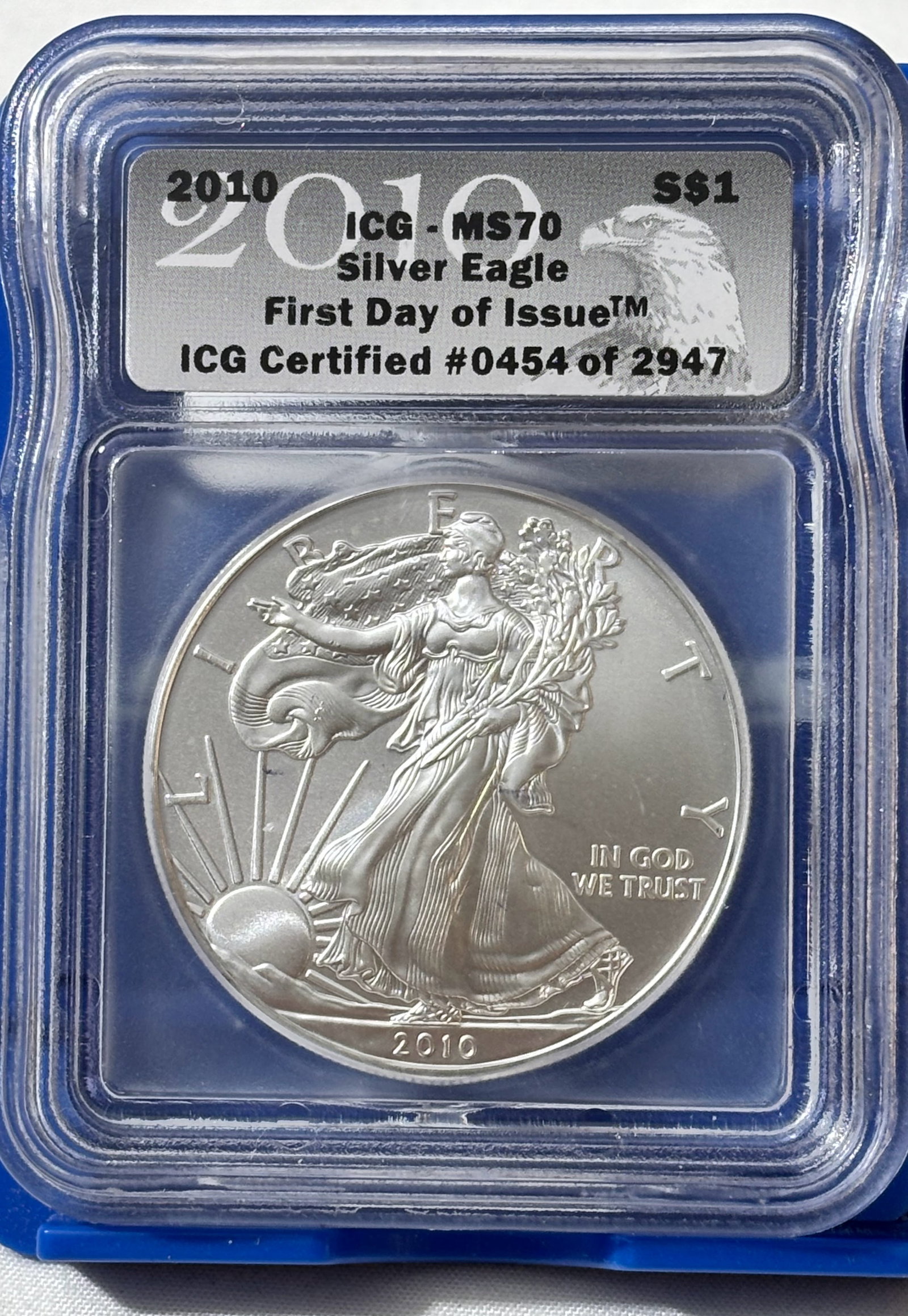 One Troy Ounce 2010 Silver Eagle - 1st Day Issue: See photos