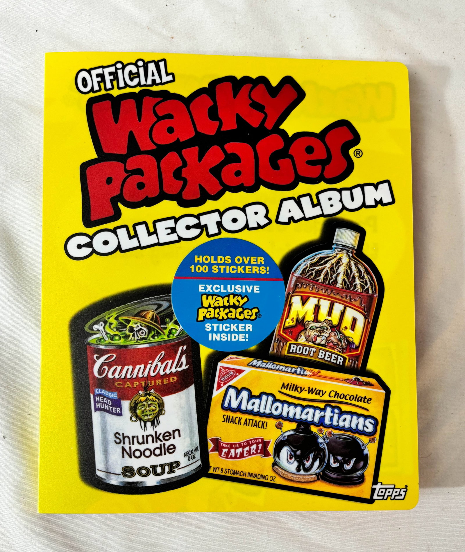 Official Wacky Packages Collector Album: Hold over 100 stickers. Almost full. See photos.