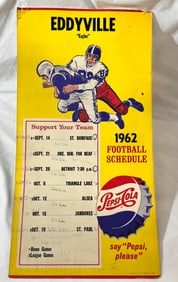 Vintage Pepsi Advertising 1962 Eddyville Eagles Football Schedule