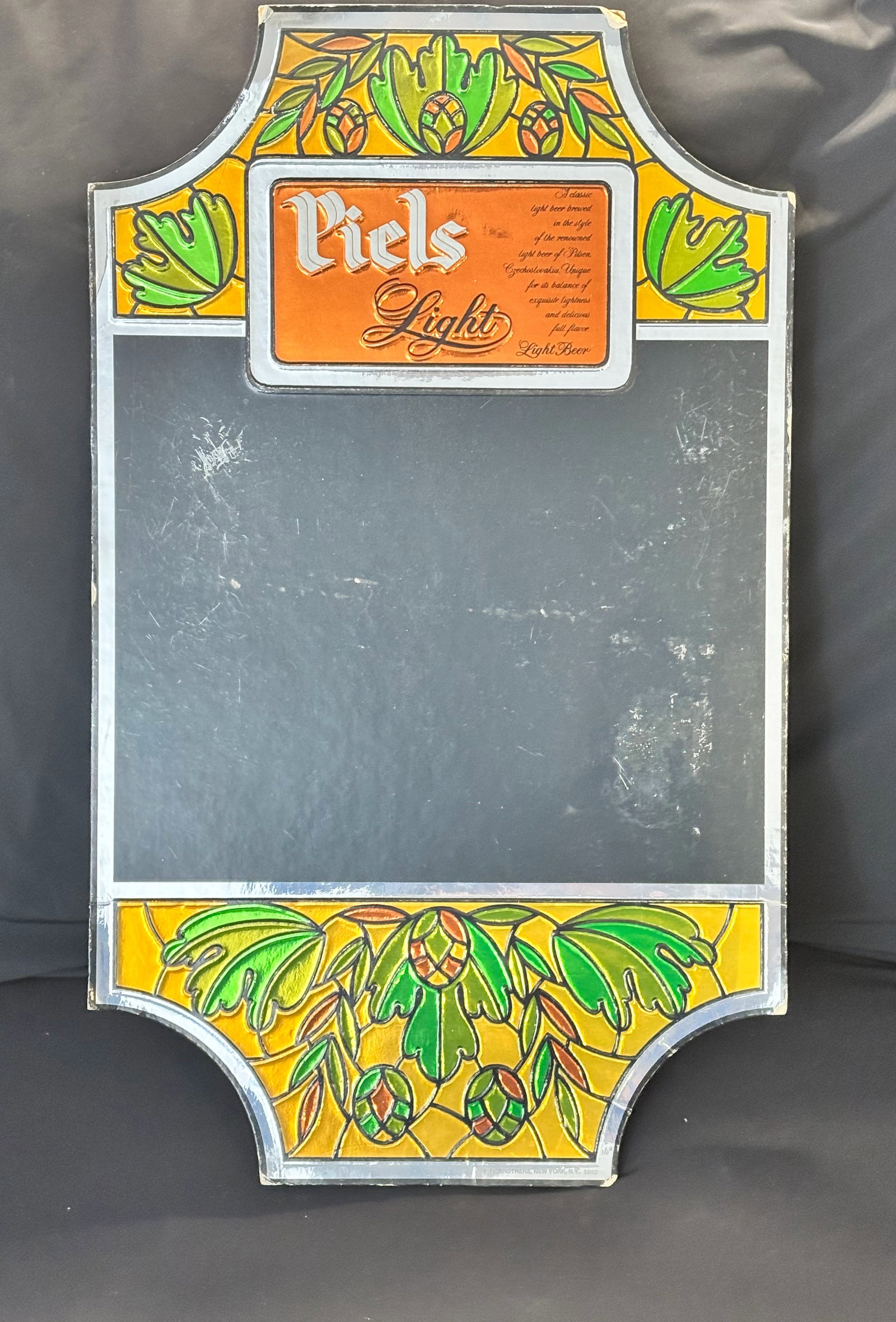 Vintage Piel's Light Chalkboard Advertising Sign: Cardboard. See photos
