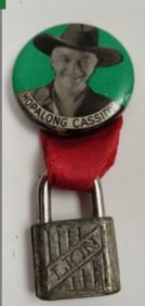 Vintage Hopalong Cassidy Pin w/ Lock