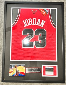 Framed Michael Jordan Autographed Nike Jersey COA