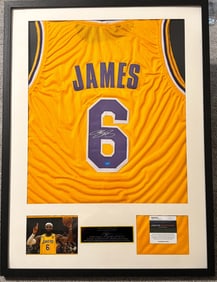 Framed Lebron James Autographhed Jersey COA
