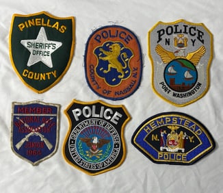 Group of Six Police Shoulder Patches Various Depts.