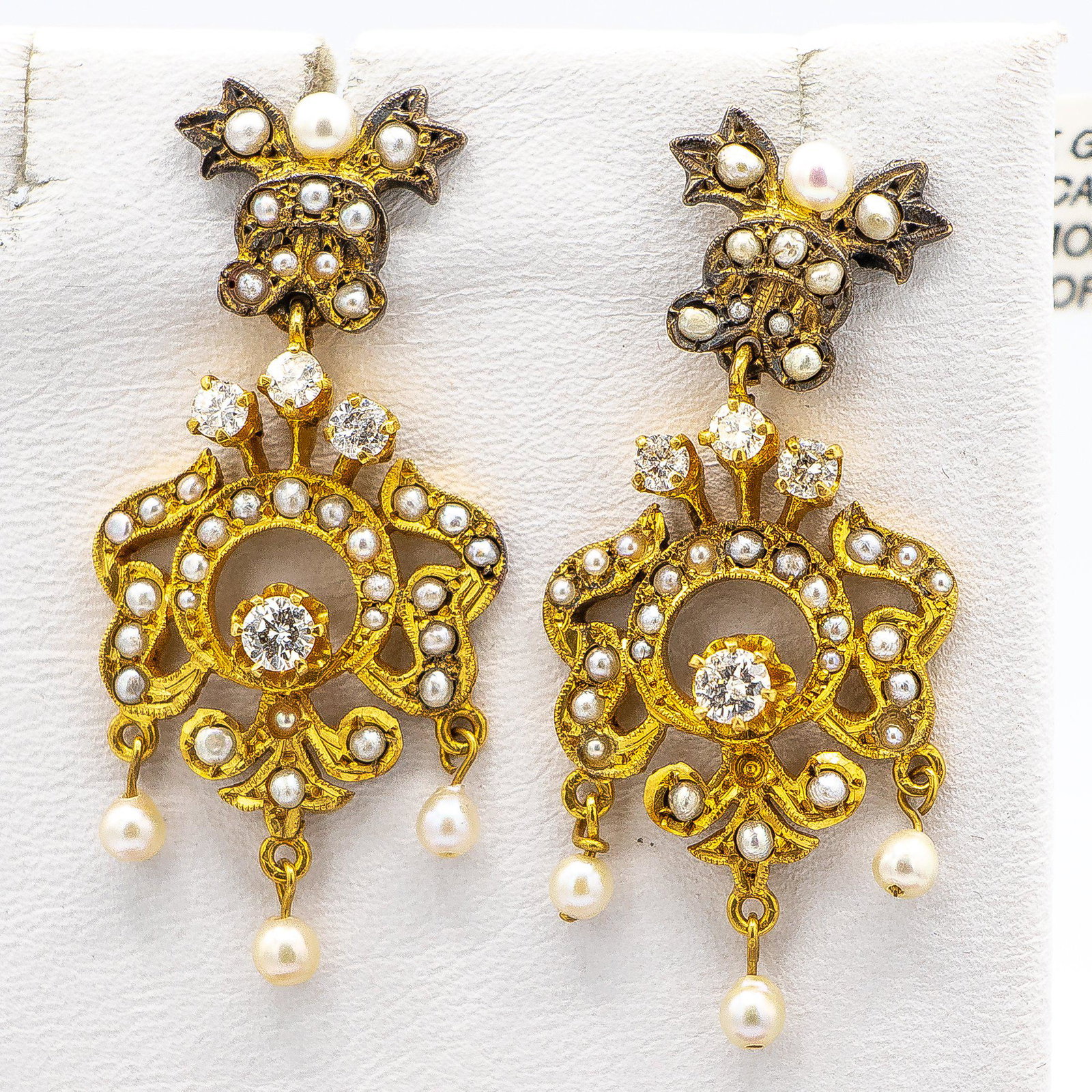 Victorian Natural Pearls Earrings With Diamonds 0.5 (1 of 3)