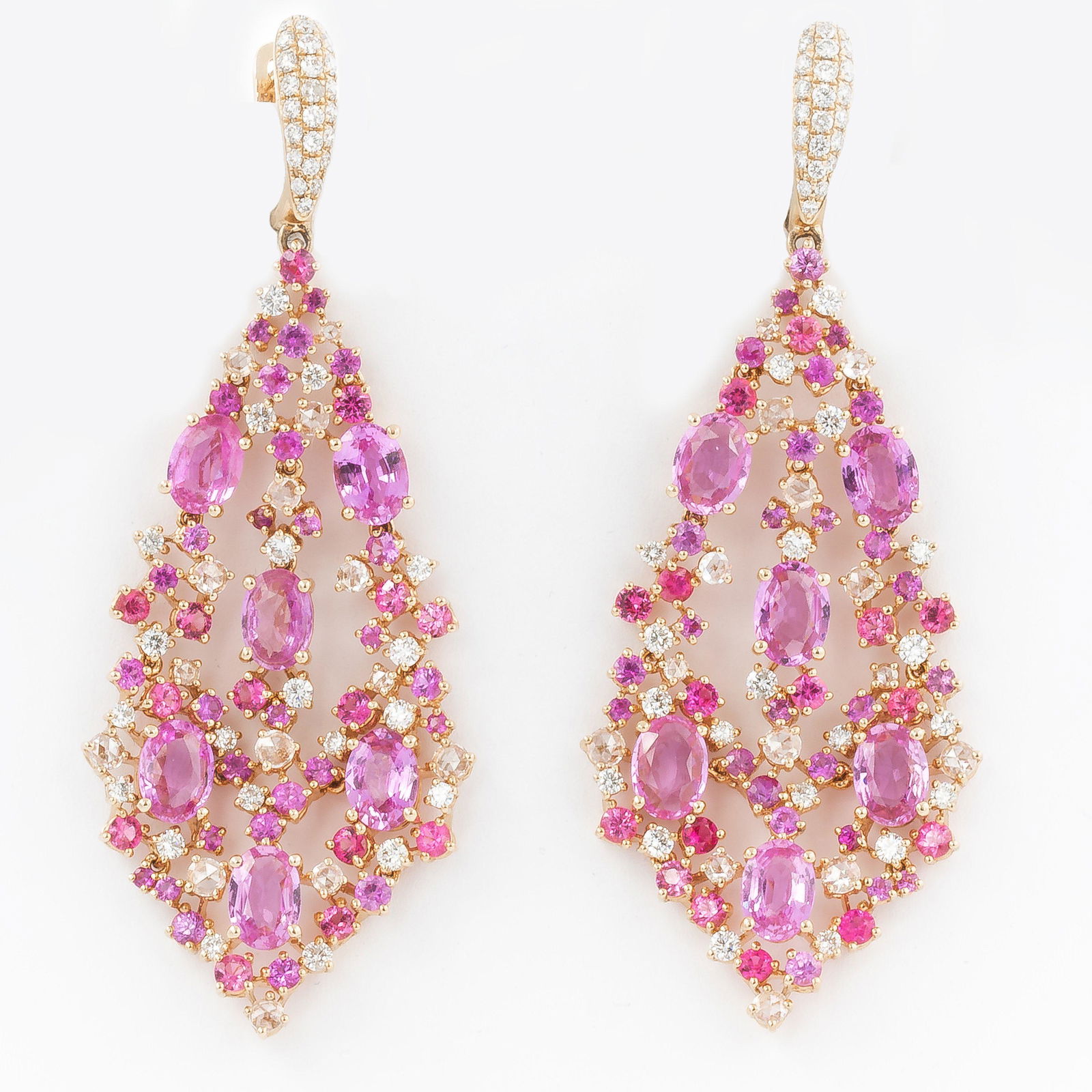 Pink 14.80 Carats Sapphire Chandelier Earrings (1 of 1)