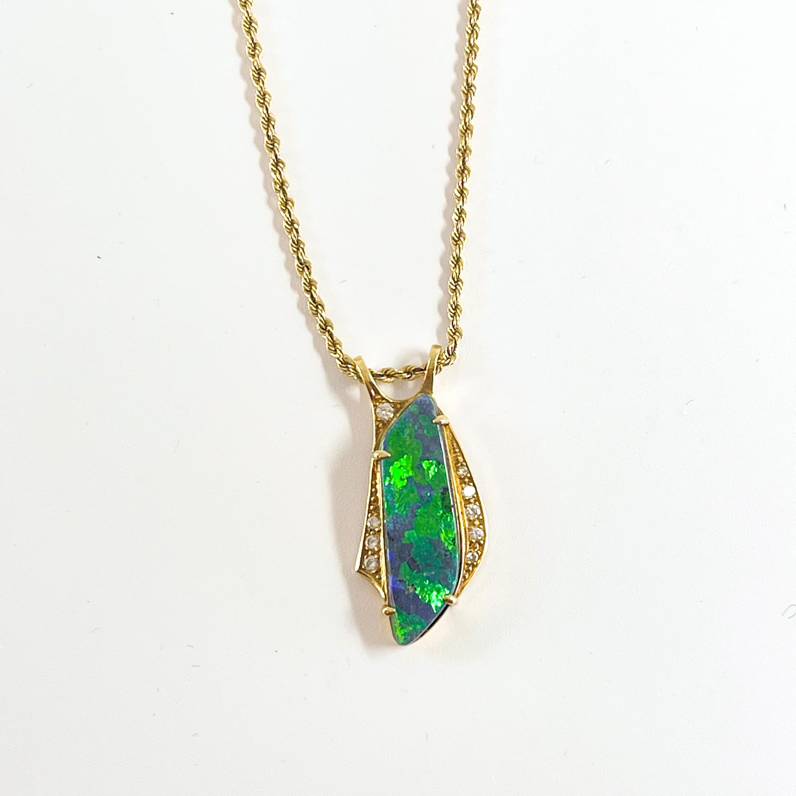 Black Opal Necklace Pendant with Diamonds (1 of 4)