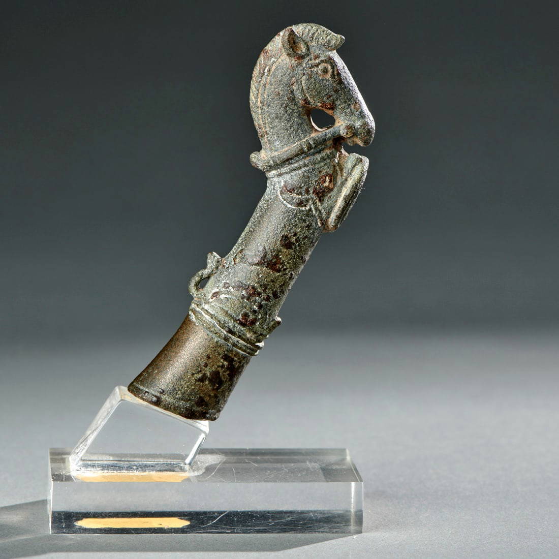 A Khmer Bronze Knife Handle