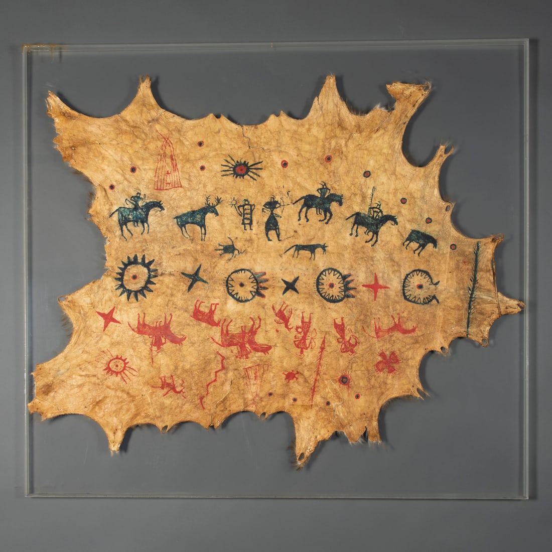 A rare early Southern or Central Plains painted pictorial hide (1 of 9)