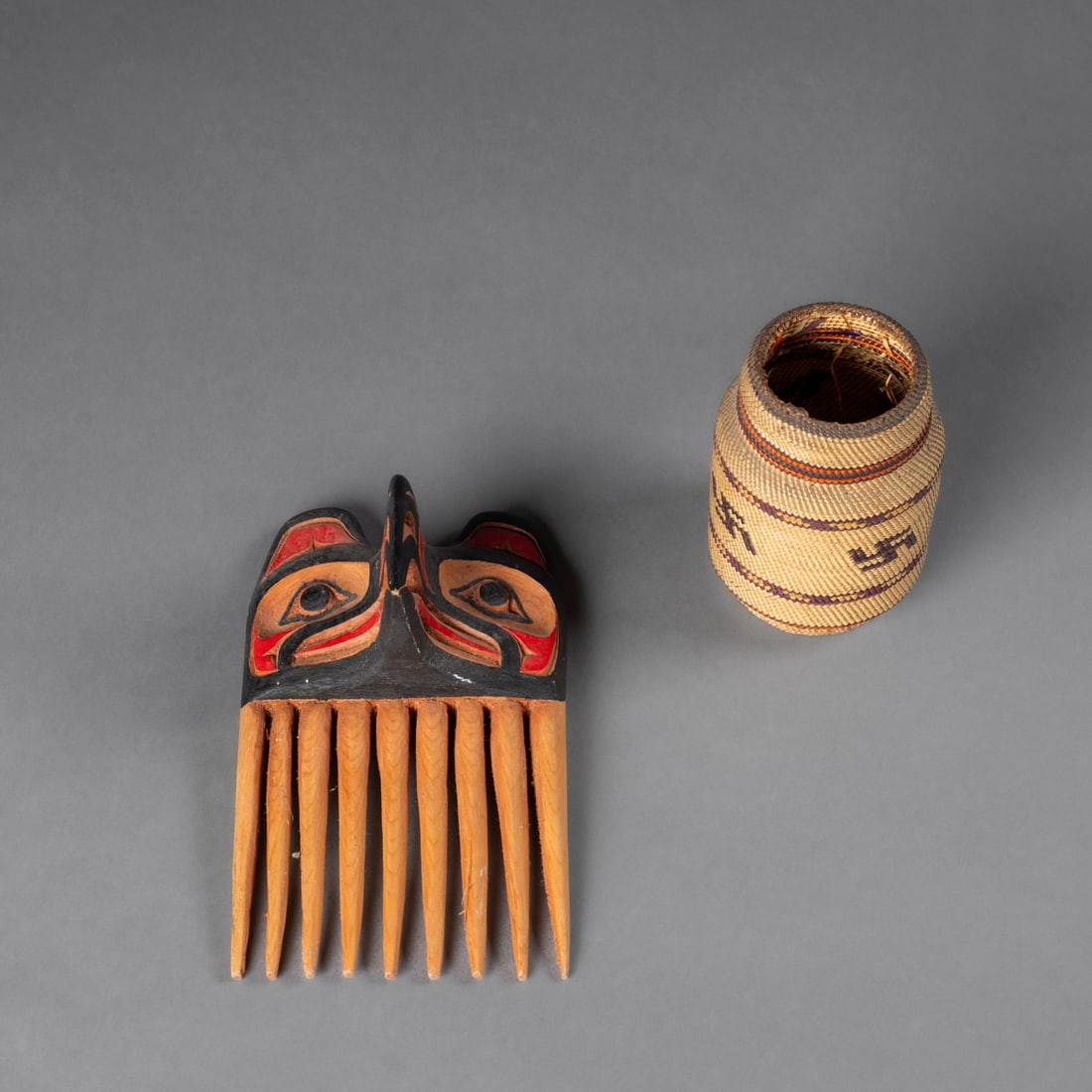 A contemporary Northwest Coast comb and basket (1 of 4)
