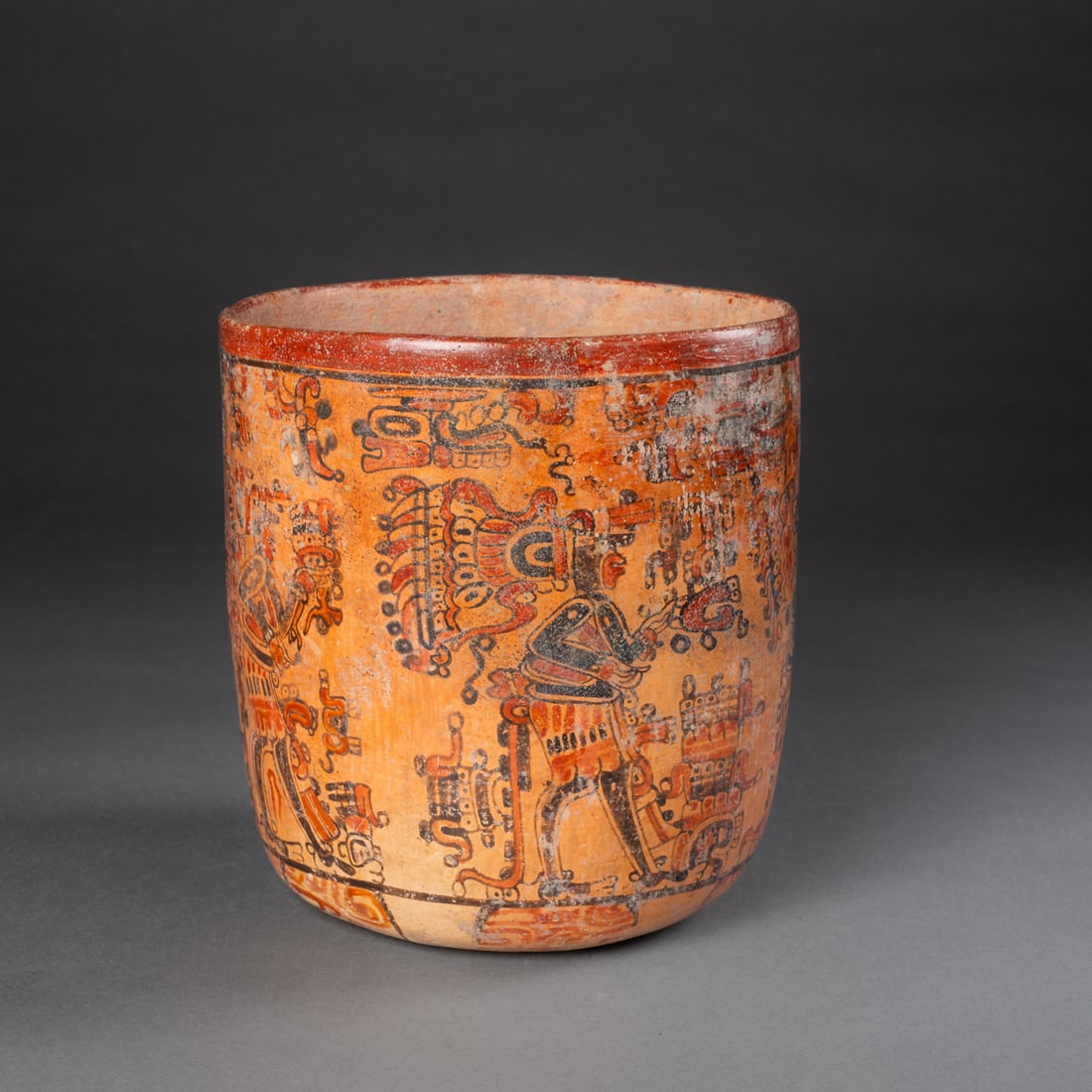 A Pre-Columbian polychrome cylinder vessel (1 of 5)