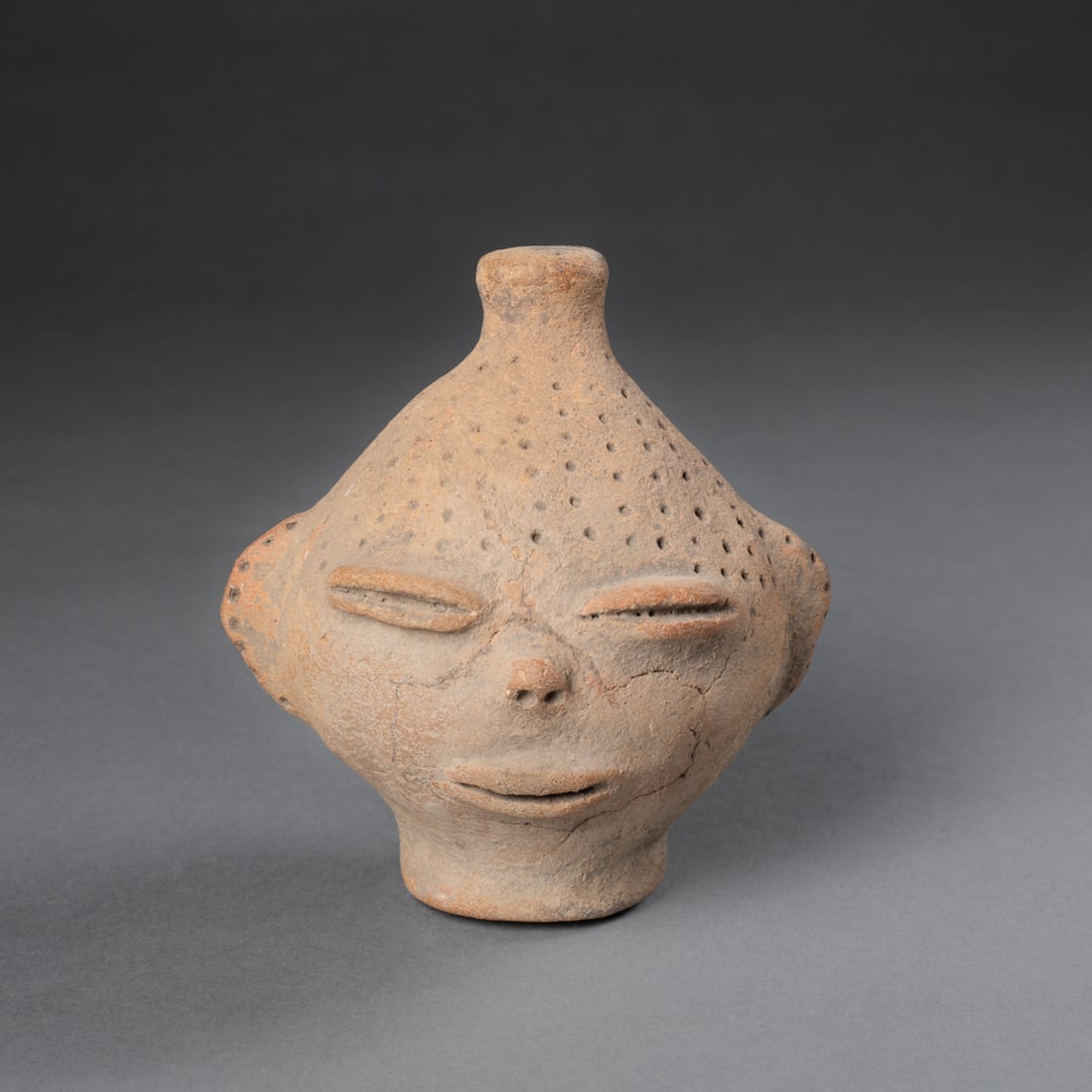 A Pre-Columbian ceramic trophy head (1 of 5)