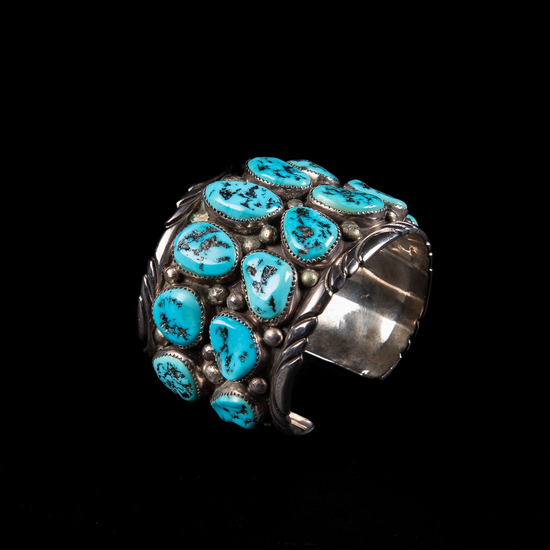 A Chester Nez silver and turquoise cuff (1 of 4)