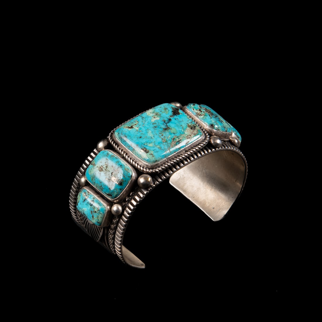 A Guy Hoskie silver and turquoise cuff bracelet (1 of 4)