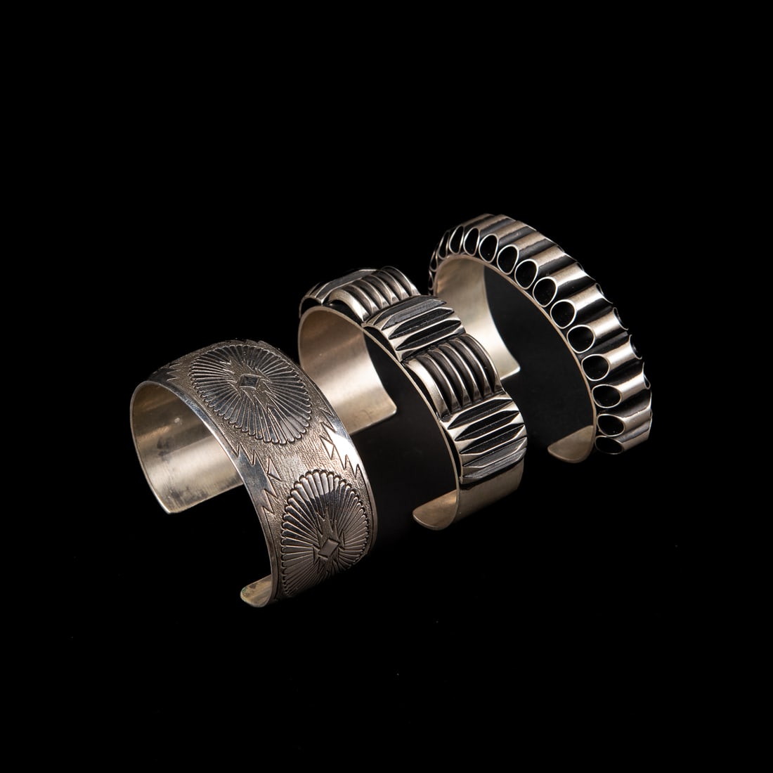 Three Tahe family silver cuff bracelets (1 of 5)