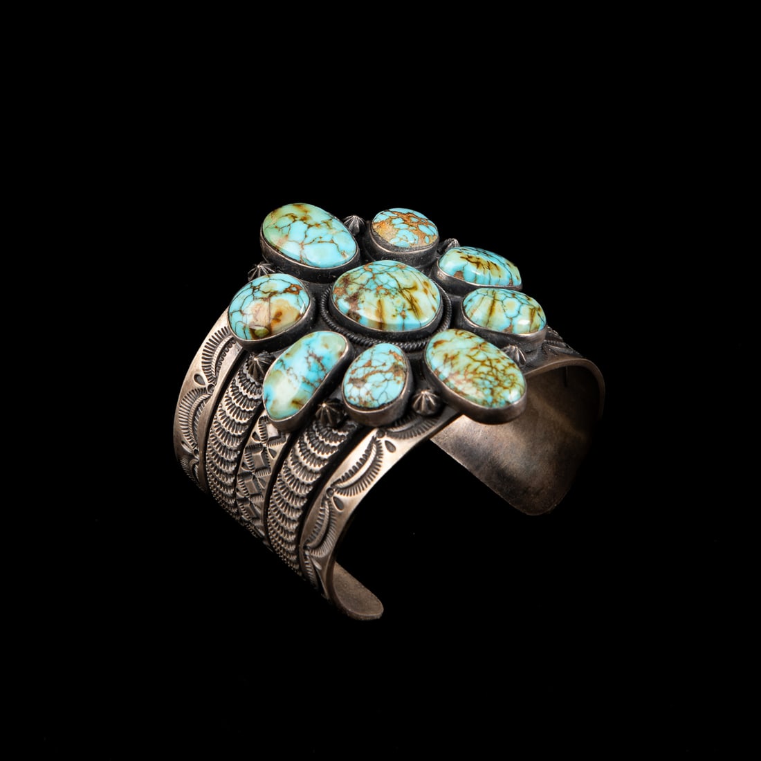 An Elgin Tom silver and turquoise cuff bracelet (1 of 4)
